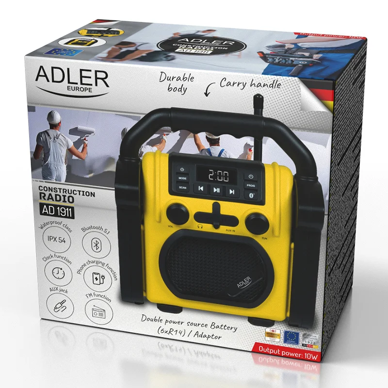 AD1911@6 RADIO PORTABIL IPX54 BT, AUX AD 1911 ADLER
