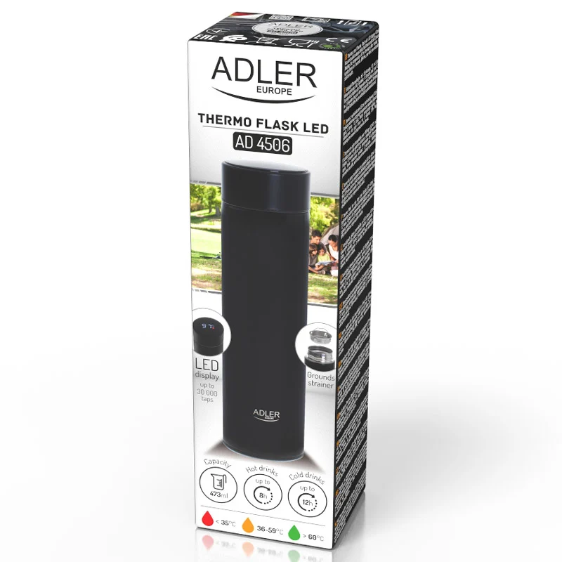 AD4506BK@6 TERMOS CU AFISAJ TEMPERATURA NEGRU ADLER