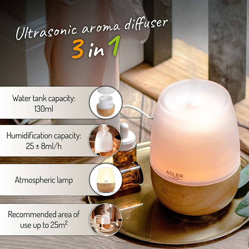 DIFUZOR AROME ULTRASONIC 3 IN 1 ADLER