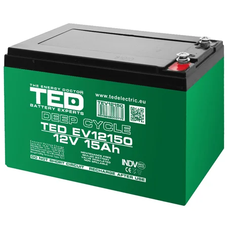 ACUMULATOR VEHICULE ELECTRICE DEEP CYCLE 12V 15AH TED