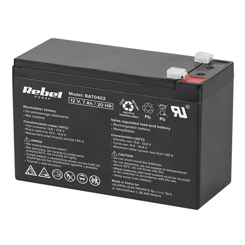 BAT0402@1 ACUMULATOR STATIONAR AGM VRLA 12V 7AH REBEL