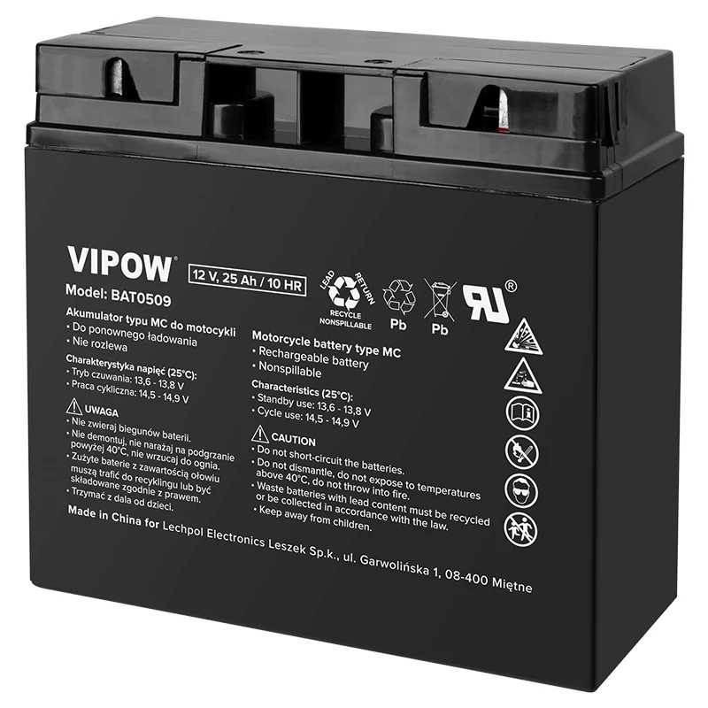 ACUMULATOR VEHICULE ELECTRICE 12V 25AH / 10HR VIPOW