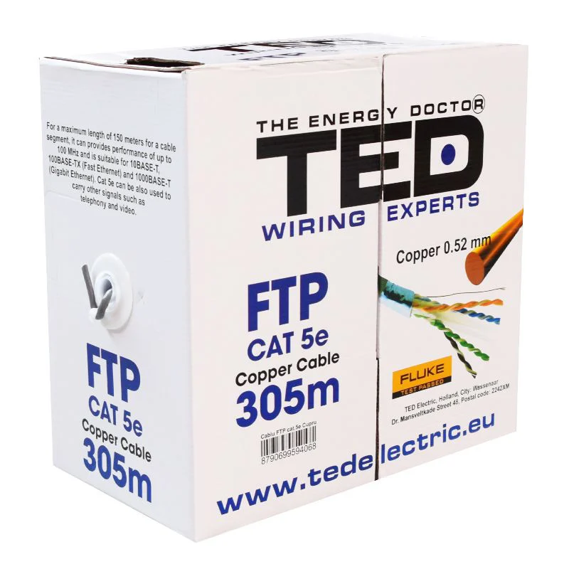 CABLU FTP CAT 5E CUPRU 0.52MM 305M TED ELECTRIC