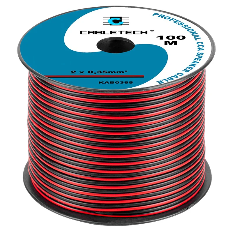 KAB0388@1 CABLU DIFUZOR CCA 2X0.35MM ROSU/NEGRU 100M