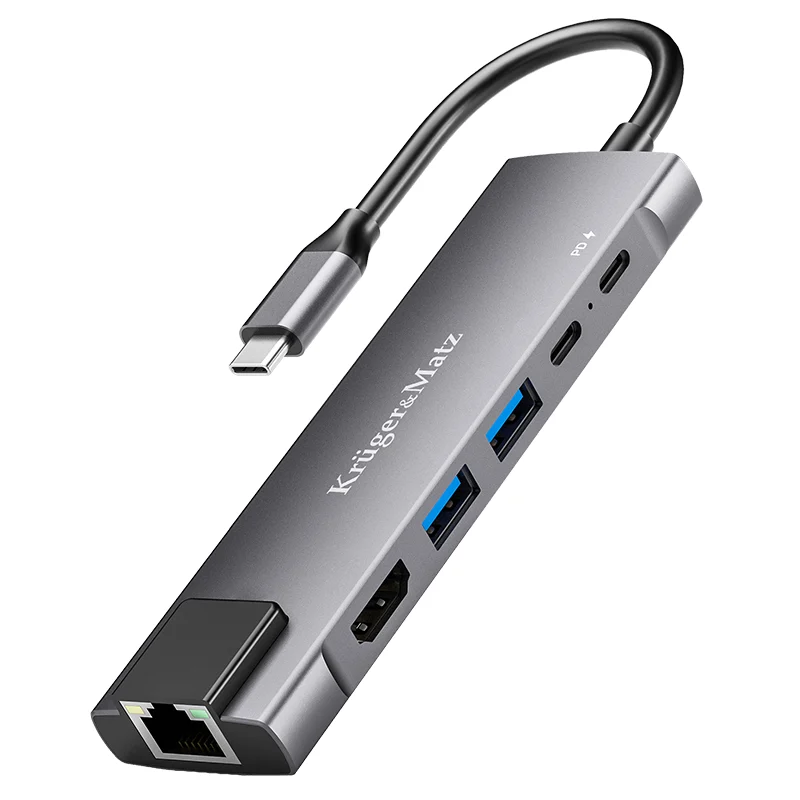 KM0391.2@2 ADAPTOR HUB USB TIP C HDMI/2X USB3.0/2X USB TIP C/RJ45