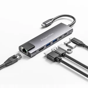 KM0391.2@4 ADAPTOR HUB USB TIP C HDMI/2X USB3.0/2X USB TIP C/RJ45