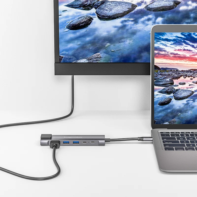 KM0391.2@5 ADAPTOR HUB USB TIP C HDMI/2X USB3.0/2X USB TIP C/RJ45