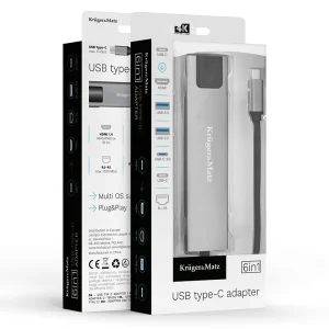 KM0391.2@6 ADAPTOR HUB USB TIP C HDMI/2X USB3.0/2X USB TIP C/RJ45