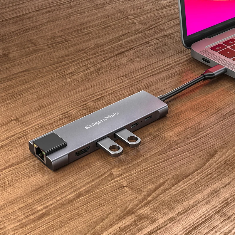 KM0391.2@7 ADAPTOR HUB USB TIP C HDMI/2X USB3.0/2X USB TIP C/RJ45