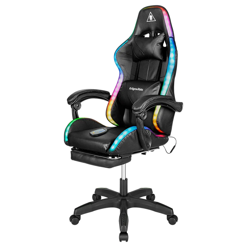 KM0790-BLED_@1 SCAUN GAMING GX-150 NEGRU LED MASAJ KRUGER&MATZ