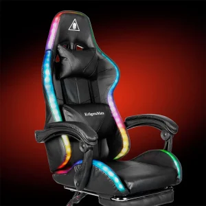 KM0790-BLED_@10 SCAUN GAMING GX-150 NEGRU LED MASAJ KRUGER&MATZ