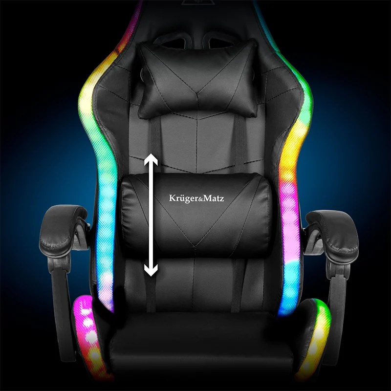 KM0790-BLED_@12 SCAUN GAMING GX-150 NEGRU LED MASAJ KRUGER&MATZ