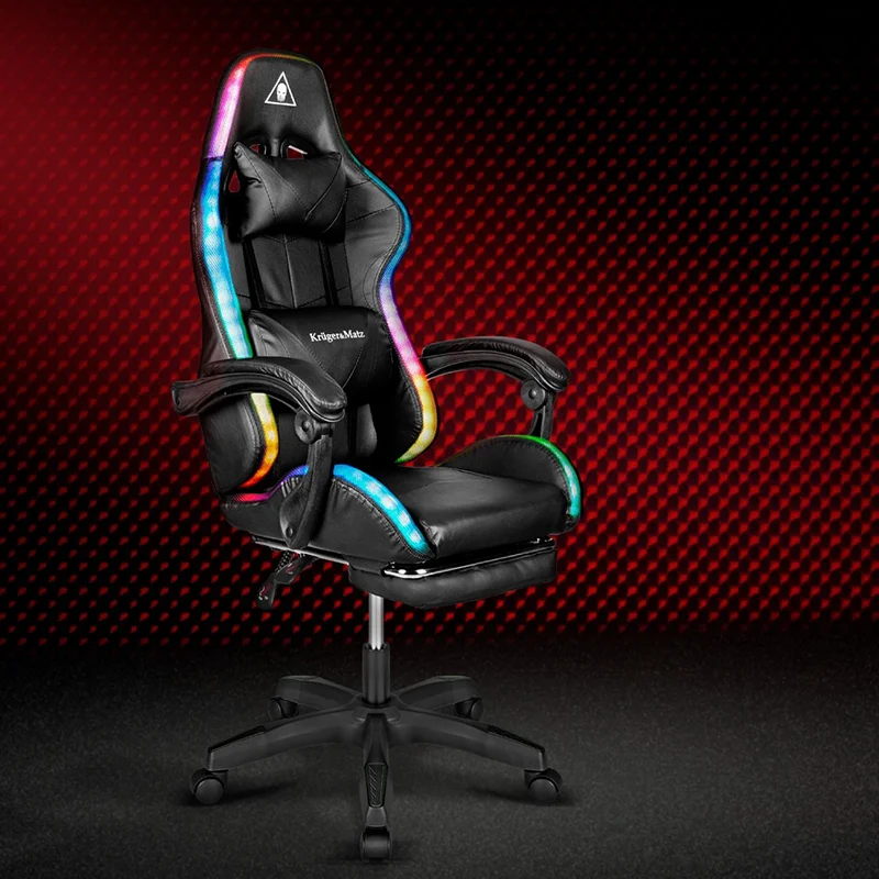 KM0790-BLED_@15 SCAUN GAMING GX-150 NEGRU LED MASAJ KRUGER&MATZ