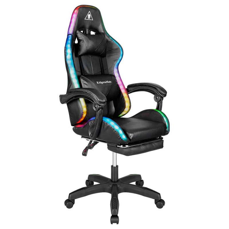 KM0790-BLED_@2 SCAUN GAMING GX-150 NEGRU LED MASAJ KRUGER&MATZ