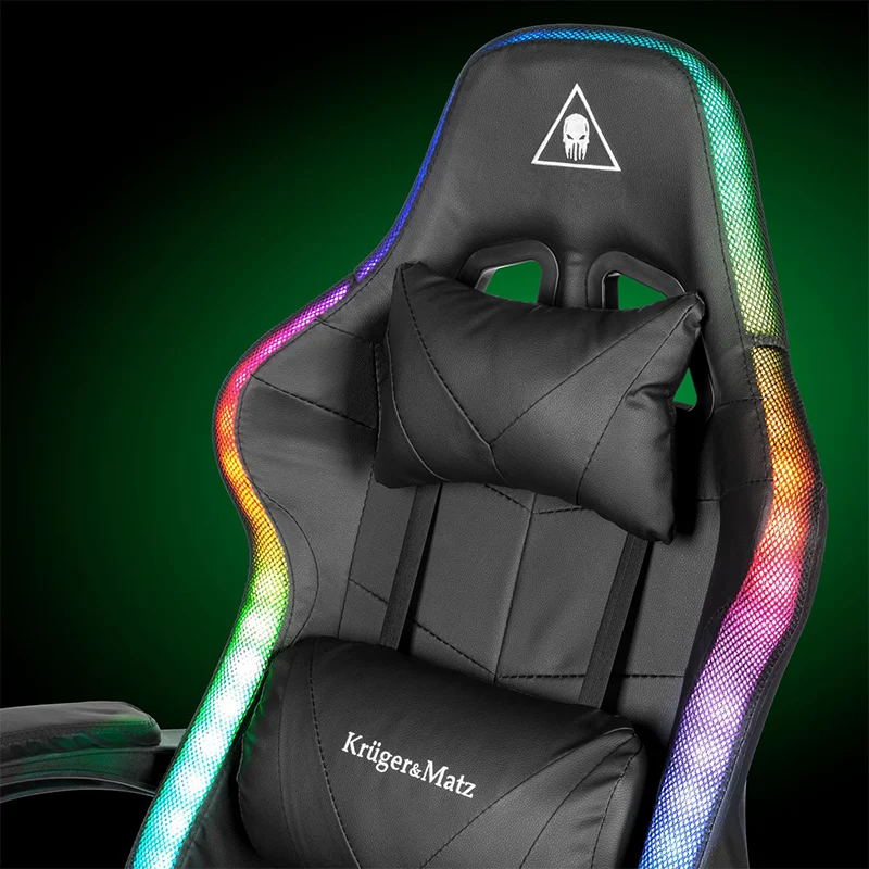 KM0790-BLED_@9 SCAUN GAMING GX-150 NEGRU LED MASAJ KRUGER&MATZ