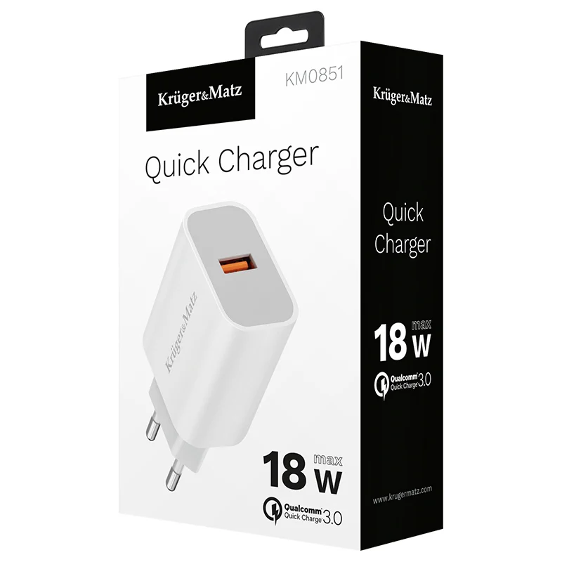 KM0851@6 INCARCATOR RETEA QUICK CHARGE 3.0 18W KRUGER&MATZ