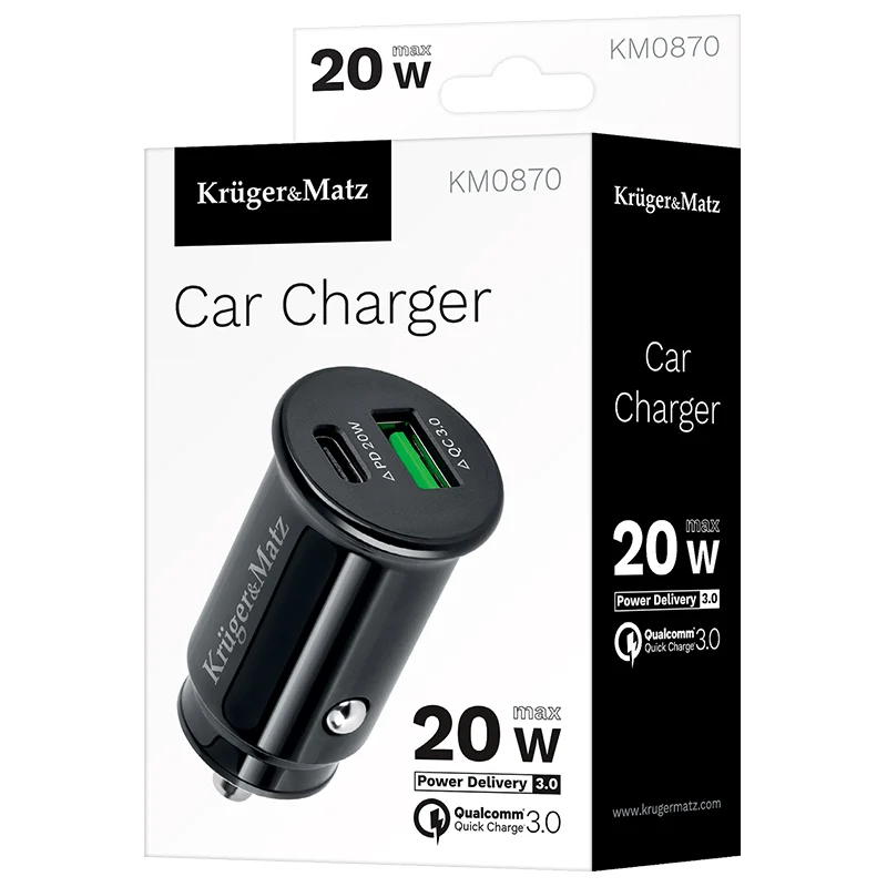 INCARCATOR AUTO 2XUSB 3.1A QC 3.0 PD K&M
