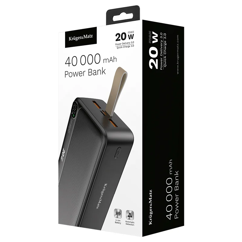 KM0908@8 POWER BANK 40000MAH LI-ION QC PD KRUGER&MATZ
