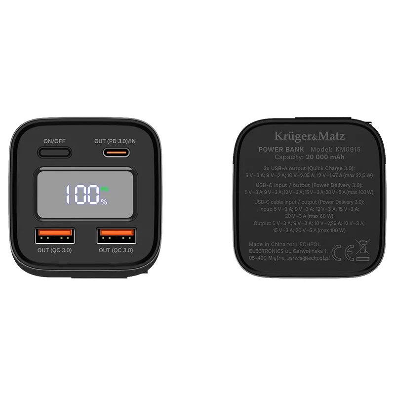 POWER BANK 20000 MAH LI-ION 100W QC PD KRUGER&MATZ