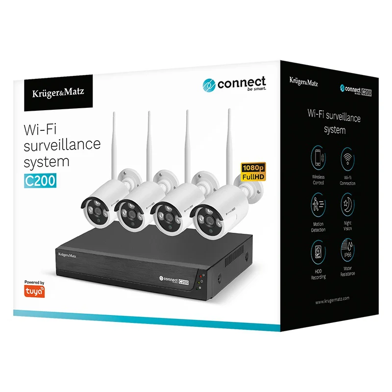 KM2240@8 SET NVR SUPRAVEGHERE VIDEO WIFI 4 CAMERE TUYA C200