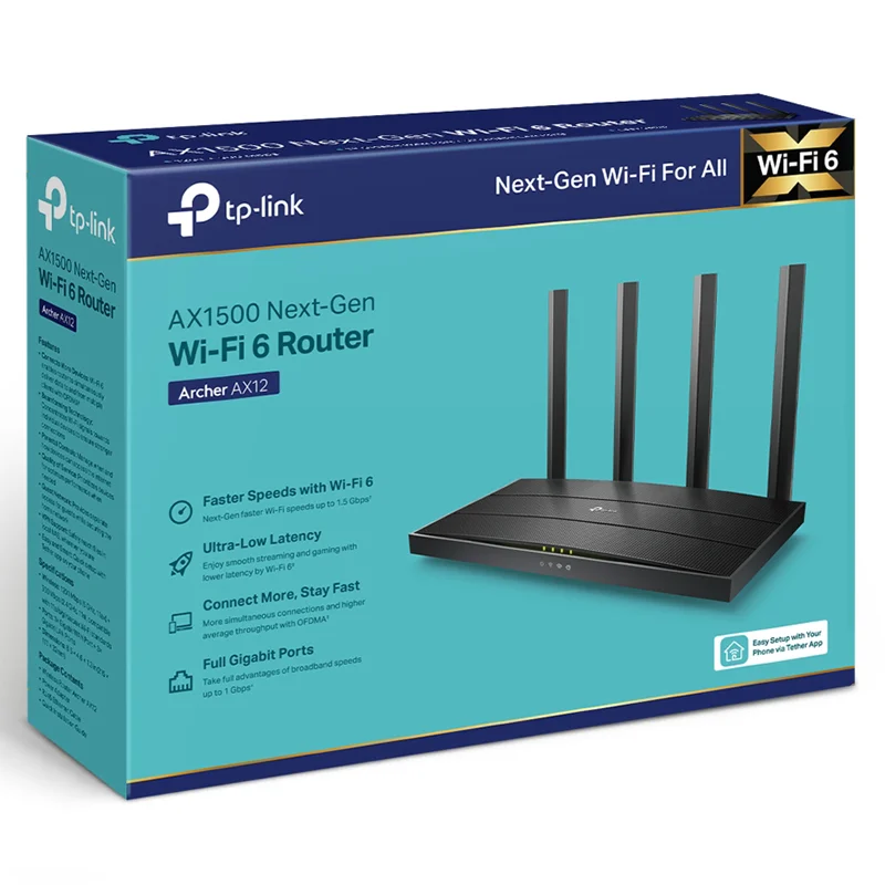KOM-AX12@4 ROUTER WIRELESS GIGABIT WIFI6 ARCHER AX12 TP-LINK