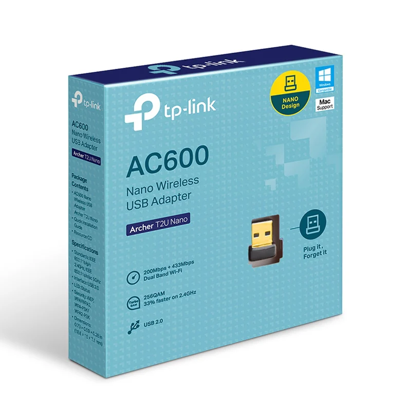 ADAPTOR WIRELESS AC600 DUALBAND ARCHER T2U NANO TP-LINK