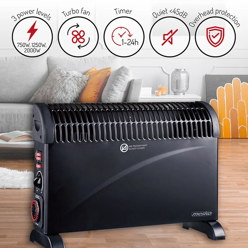MS7741B@8 CONVECTOR INCALZIRE 3 TREPTE NEGRU 2000W MESKO
