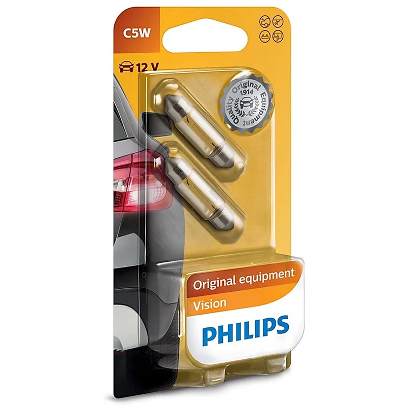 PH-C5W@1 SET 2X BEC AUTO 12V 5W FESTOON VISION PHILIPS