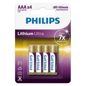 BATERIE LITHIUM ULTRA LR3 AAA BLISTER 4 BUC PHILIPS