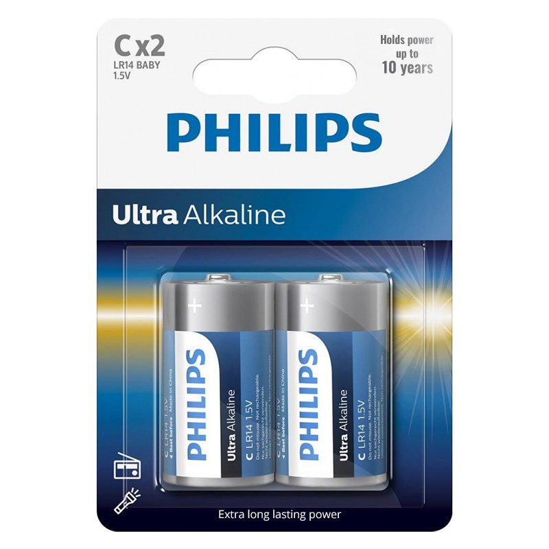 PH-LR14E2B_10@1 BATERIE ULTRA ALKALINE LR14 C BLISTER 2 BUC PHILIPS