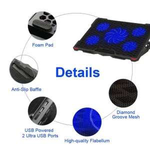 PLCP5FB@3 COOLING PAD LAPTOP 5 FANS 2 USB PLATINET