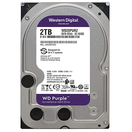 PLY-WD20PURX HDD 2TB SATA3 64MB PURPLE SUVEILLANCE WESTERN DIGITAL