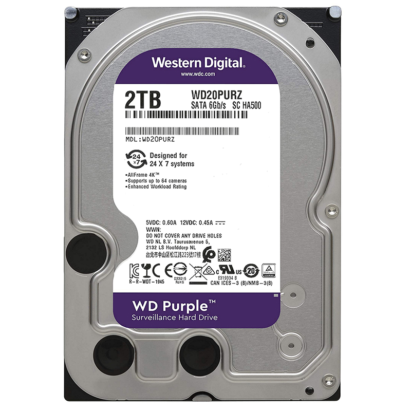 PLY-WD20PURX@1 HDD 2TB SATA3 64MB PURPLE SUVEILLANCE WESTERN DIGITAL