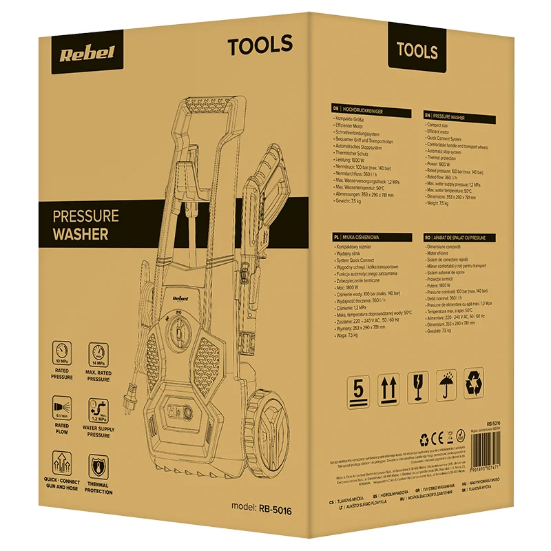 RB-5016@8 APARAT DE SPALAT CU PRESIUNE 1800W REBEL