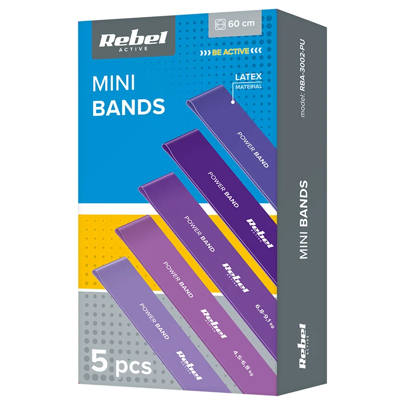 SET 5 BENZI ELASTICE LATEX MINI BAND 2-18KG REBEL ACTIV