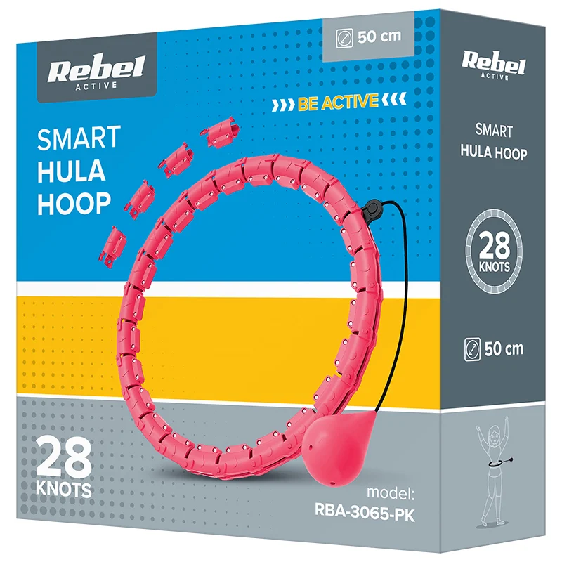RBA-3065-PK@8 CERC FITNESS SMART HULA HOOP 50 CM ROZ REBEL ACTIVE