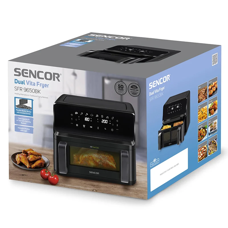 FRITEUZA DUBLA DIGITAL AIRFRYER 2X4.5 L 2700W SENCOR