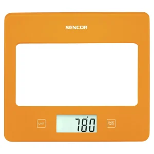 CANTAR BUCATARIE STICLA SECURIZATA PORTOCALIU SENCOR