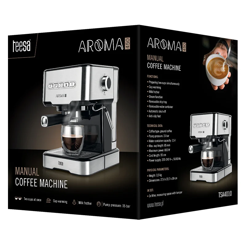 ESPRESSOR MANUAL 15 BAR 850W TEESA