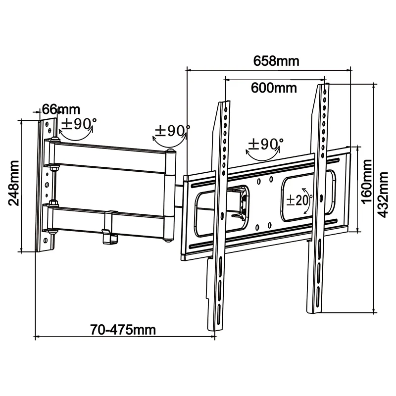 SUPORT TV DE PERETE 40-65 INCH CABLETECH