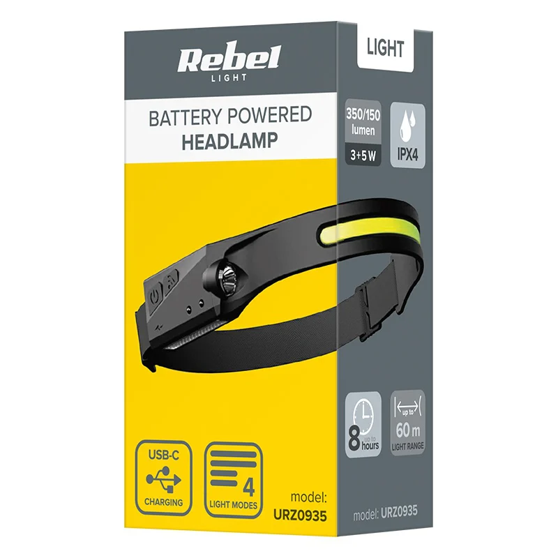 LANTERNA FRONTALA LED 3W + COB 5W IPX4 REBEL