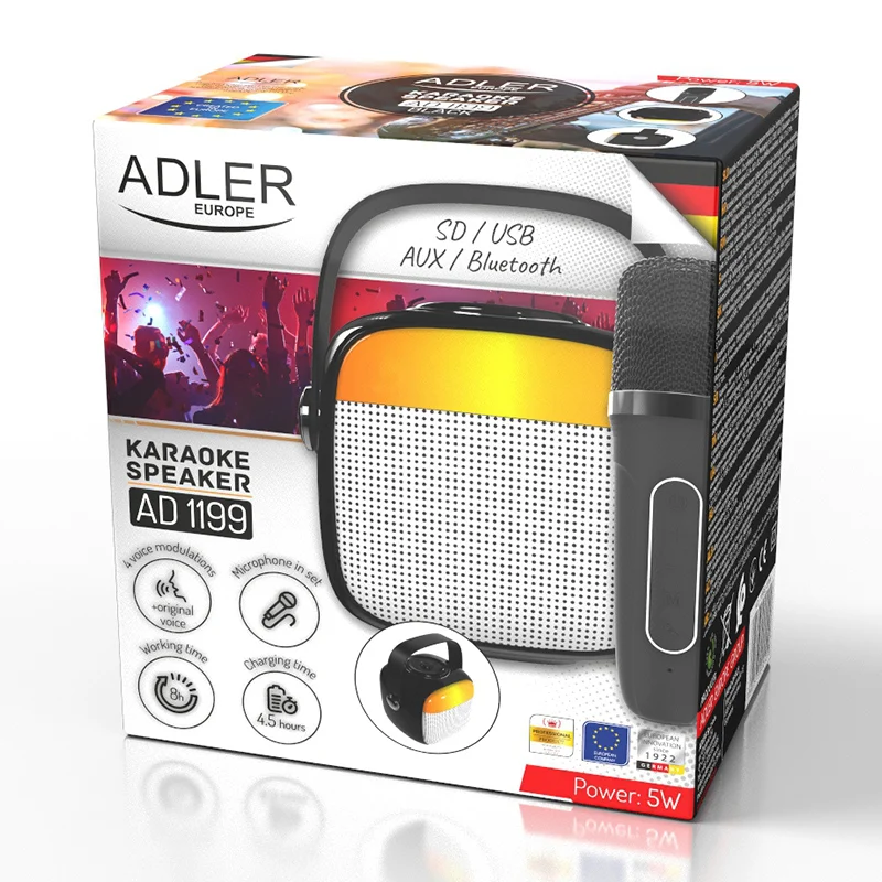 DIFUZOR KARAOKE CU MICROFON AD 1199 NEGRU ADLER