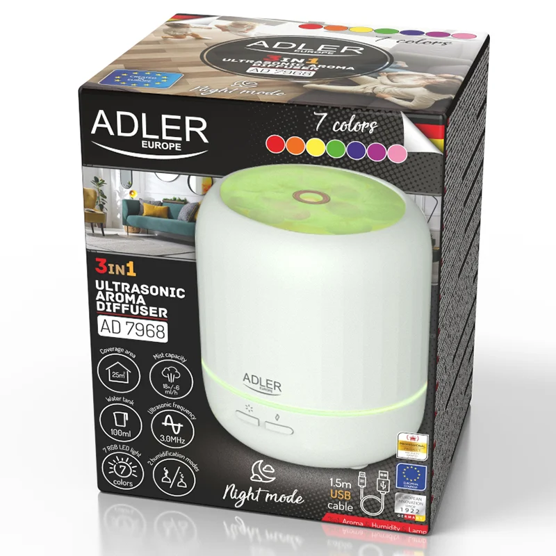 DIFUZOR AROME ULTRASONIC USB 3 IN 1 AD 7968 ADLER