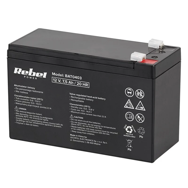 BAT0403@1 ACUMULATOR STATIONAR AGM VRLA 12V 7.5AH REBEL