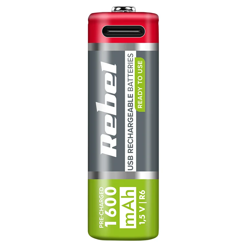 ACUMULATORI LI-ION AA R6 1600MAH USB-C BLISTER 2 REBEL