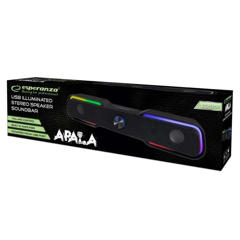 BOXE / SOUNDBAR 2.0 USB LED RAINBOW APALA ESPERANZA