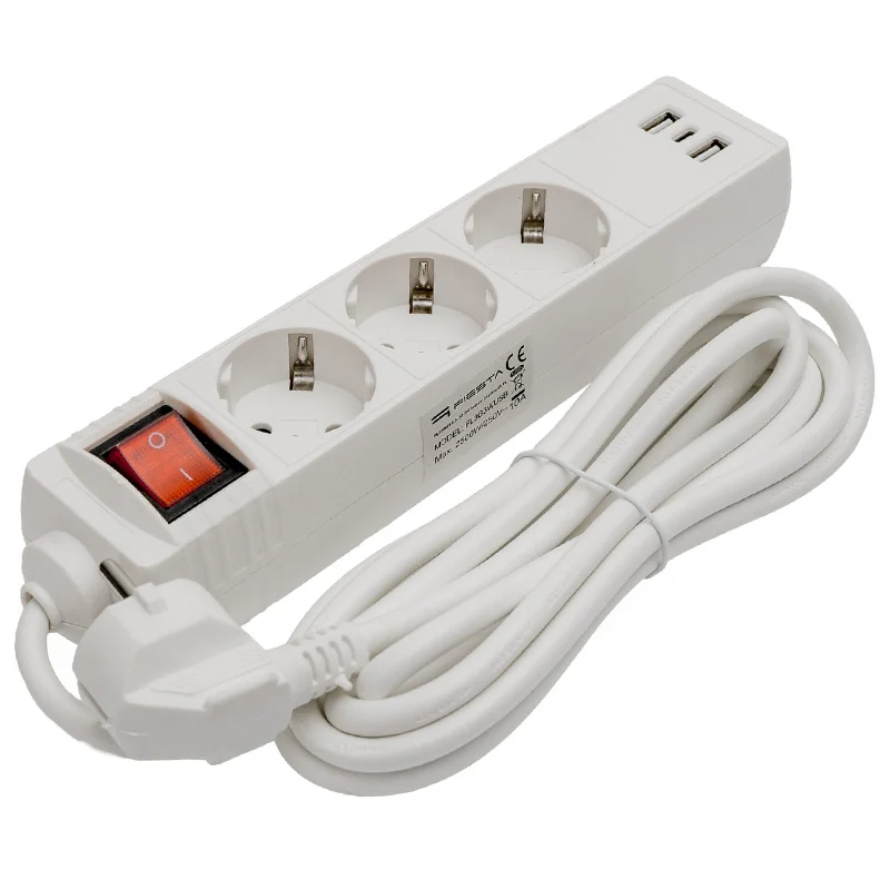 PRELUNGITOR 3 PRIZE CU INTRERUPATOR SI USB 1.5M