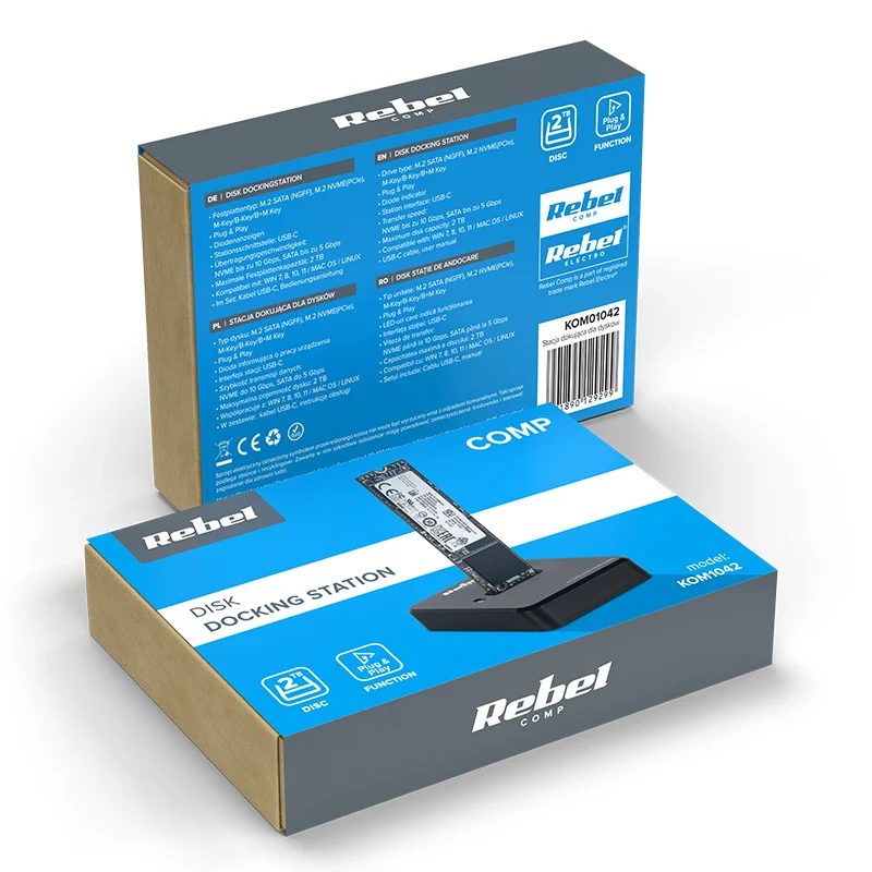 DOCKING STATION NVME M2 USB TYPE-C REBEL