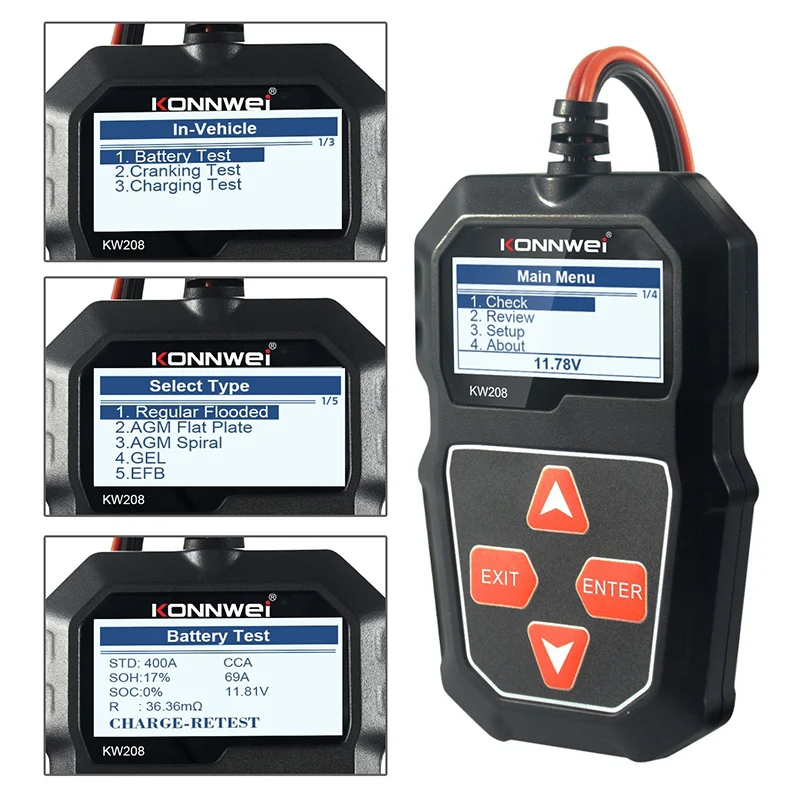 KW208@10 TESTER BATERII KW208 KONNWEI