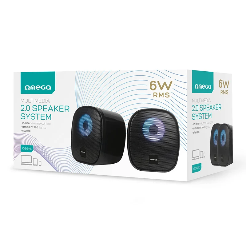 OGG115@2 DIFUZOARE STEREO 2.0 6W RMS RGB USB 3.5MM